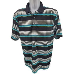 PGA Pro Series Champion Tour Golf Polo Shirt Men’s Large Striped Short Sleeve